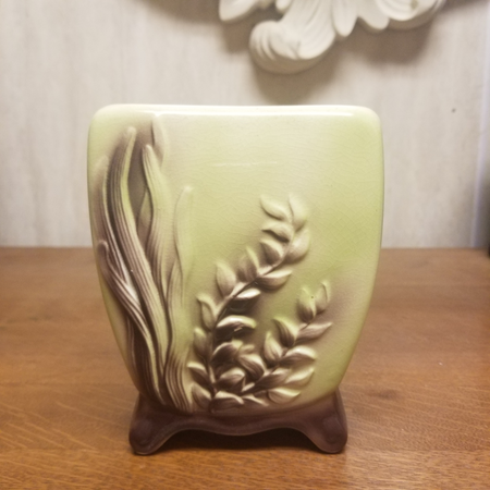 Royal Copley Yellow Vase with Leaves - Junk Peddler